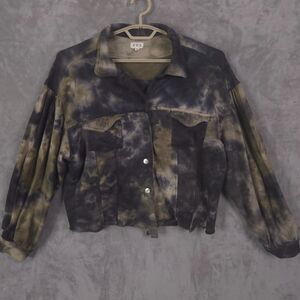 POL Jacket Tie Dye Brown Boho Gypsy Trendy Womens Large Streetware Boho